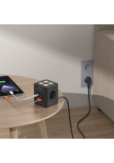 3lü Akım Korumalı Priz Gece Lambalı 25w 2xusb 2xtype-c Çıkış Yüksek Gerilim Koruma Priz Çoğaltıcı 2 M