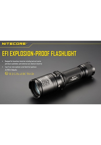 Nitecore Ef1 Explosion Proof 830  Lümen El Feneri Siyah