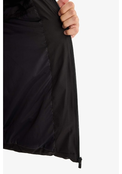 Defacto Su İtici Slim Fit Dar Kesim Astarlı Kapüşonlu Fermuarlı Cepli Dolgulu Mont R0216az25aubk27 Siyah-bk27