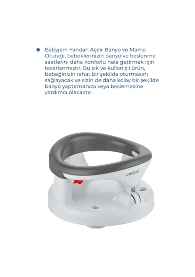 Babyjem Yandan Açılır Banyo ve Mama Oturağı Antrasit