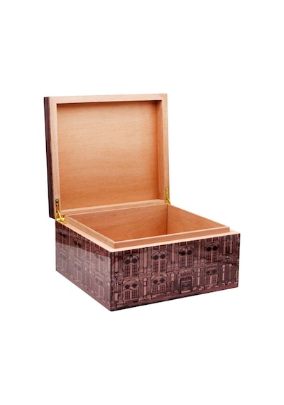Lafuli Kahverengi Tek Katlı Desenli Humidor Puro Kutusu Rd09
