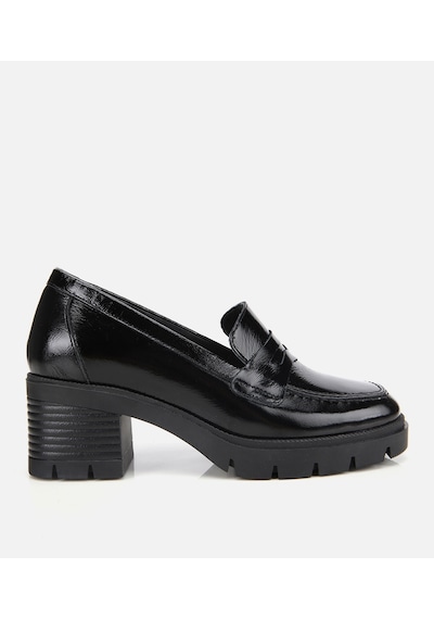 Hotiç Kadın Rugan Deri Bordo Topuklu Klasik Loafer