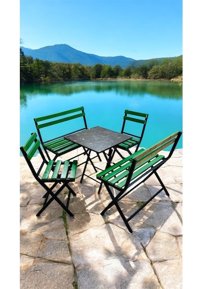 Modern 2-2-1-1 Balkon Bahçe Mutfak Bistro Set Katlanır Masa-sandalye 6 Kişilik Yeşil Modern 2-2-1-1 Balkon Bahçe Mutfak Bistro Set Katlanır Masa-sandalye 6 Kişilik Yeşil