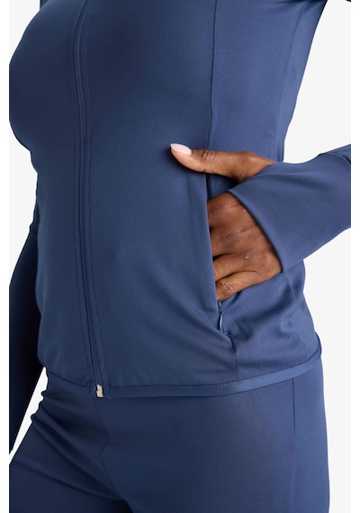 Defacto Defactofit Fitted Vücuda Oturan Ultra Soft Dik Yaka Çift Cepli Parmak Detaylı Fermuarlı Spor Hırka B3985ax25auın231 Indigo