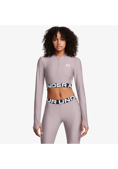 Under Armour Heat Gear Rib 1/4 Zipped Kadın Mor Crop Sweatshirt - 1388692 Mor