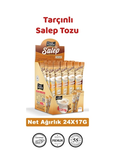 Aladeep Tarçınlı Salep Tozu Hazır Tek İçimlik Kış İçeceği 24 x 17 G