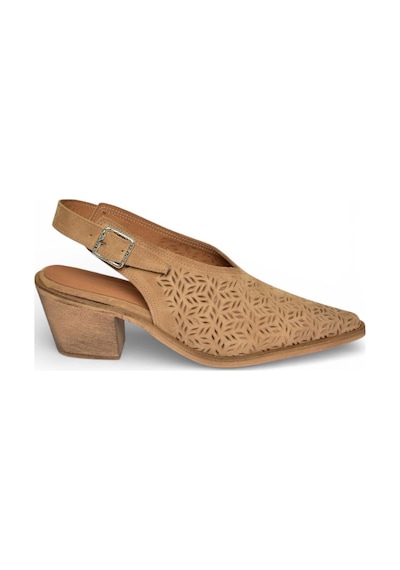 Fox Shoes Y654300402 Bej Hakiki Deri Süet Klın Topuklu Kadın Ayakkabı Bej