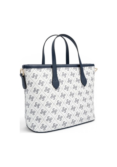 Silver & Polo Silver Polo Beyaz - Lacivert Monogram Kadın El Çantası Sp1185