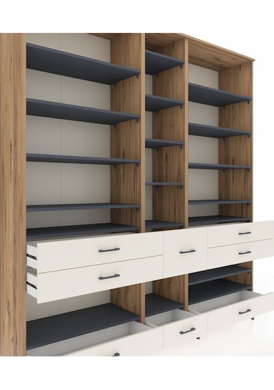 Hyperion Dolap 19 Raflı 8 Çekmeceli 220x44x243 Çam-antrasit/aytaşı Antrasıt/aytası Hyperion Dolap 19 Raflı 8 Çekmeceli 220x44x243 Çam-antrasit/aytaşı Antrasıt/aytası