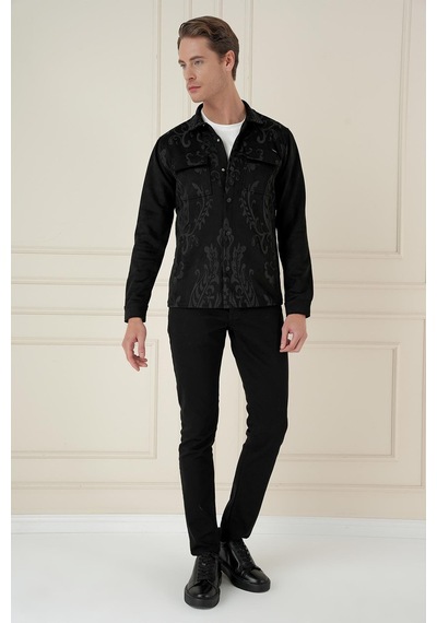 Efor G 1578 Slim Fit Siyah Klasik Gömlek Siyah
