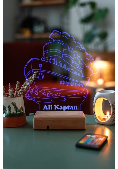 Kişiye Özel Hediye 3D Buhar Çıkaran Gemi Masaüstü Led Lamba