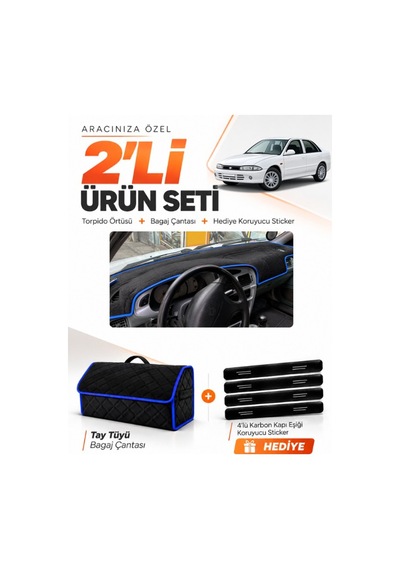 Proton 415-416-418-420 1994-2000 Uyumlu Torpido Örtüsü + Tay Tüyü Bagaj Çantası Seti - Siyah Mavi