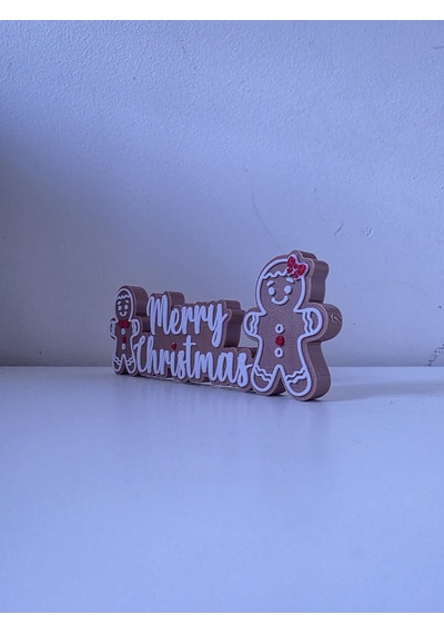 3d Baskı Zencefilli Kurabiye Merry Christmas Yazılı Yılbaşı Dekoratif Süs Belirtilmemiş