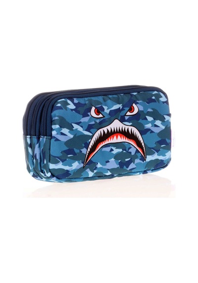 Kaukko Kids Love 3 Bölmeli Kalem Çantası Square Shark L8123 Çok Renkli