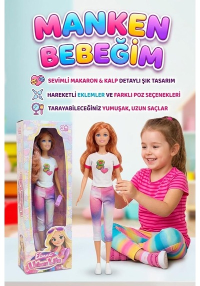 Elonna Urban Life Manken Bebek Seti - 30 Cm Hareketli Eklemli Modern Kıyafetli Moda Bebeği Beyaz