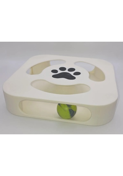 Buradabulabilirsin 3d Baskı Etkileşimli Kedi Oyuncağı Pati Desenli Toplu Zeka Oyuncağı Kare Toplu Parkur Krem Siyah Bbz