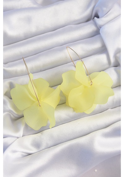 Ezoconcept Pirinç Sarı Renkli Flora Küpe 001