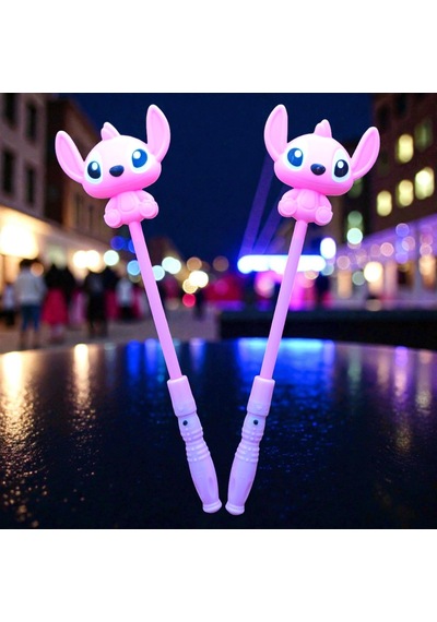 2 Adet Pembe Stitch Işıklı Çubuk Stiç Işıklı Çubuk 35 Cm Parti Işıkları Renkli Led Işıklı Çubuk