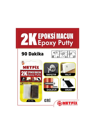 2k Epoksi Tamir Macunu Gri 40 Gr. Yapıştır-yalıt-doldur-onar.