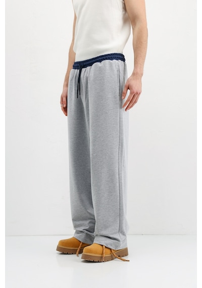Vamos Baggy Fit Eşofman Alt V80-41 Gri Melanj
