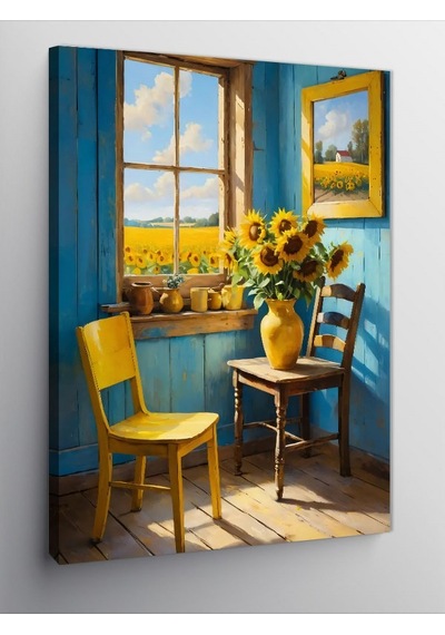 Kanvas Tablo Pencere Yanında Güneş 100cmx140cm