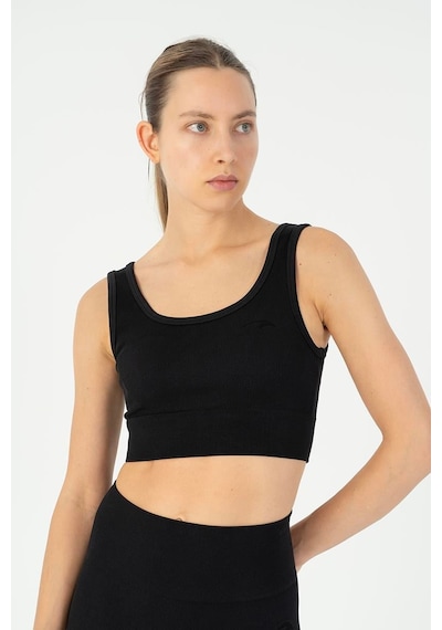 Maraton Slimfit Kadın Düz Yaka Siyah- Bra Siyah-