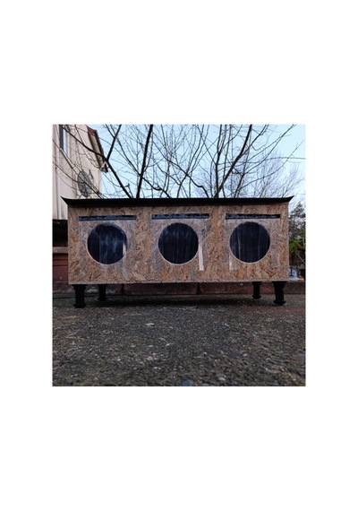Kedi Evi Kedi Yuvası Özel Üretim Sokak Kedileri İçin 90x40x40 Cm 3 Bölmeli Şilte Çatılı Yalıtımlı