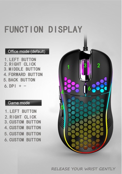 Rgb Led Işıklı Oyuncu Mouse Gaming 800-2400 Dpi 0 Oyun Mouse Mat Siyah Diğer