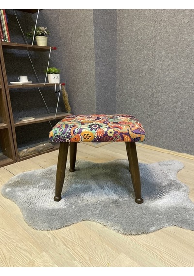 Trend Ceviz Retro Ahşap Ayak Uzatma Pufu Makyaj Koltuğu Bench Tabure