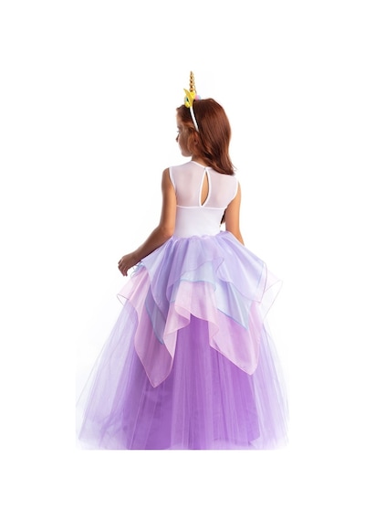 Tameris Kostüm Unicorn Elbise Lila Organze Katlı