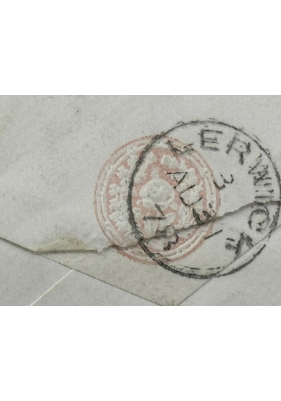 İngiltere Klasik Dönem 1878 Victoria Dönemi Pink Penny Kendinden Pullu Antiye Zarf Postadan Geçmiş
