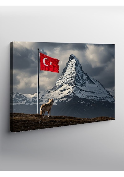 Kanvas Tablo Türk Bayrağı Ve Dağ