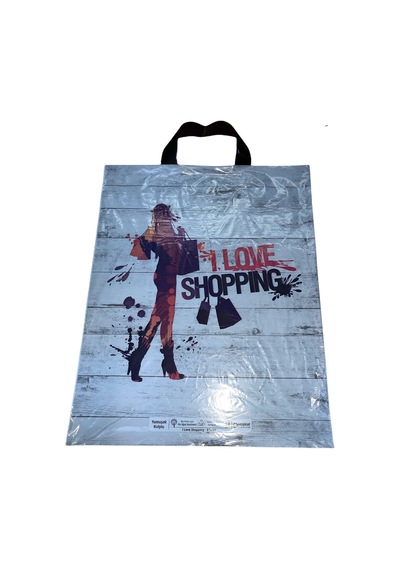 No 3 32X40 I Love Shopping Desenli Yumuşak Kulplu Poşet 50 Adet