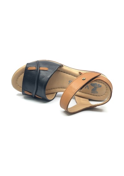 Venüs Vipera Hakiki Deri Comfort Ortopedik Kadın Sandalet Siyah