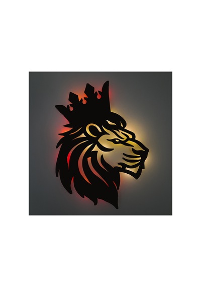 Led Işıklı Yan Portre Aslan Figürlü Tablo Duvar Dekorlu Gece Lambası Kırmızı - 737713025 Kırmızı