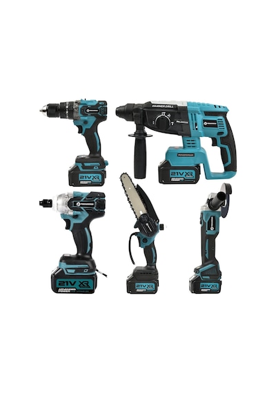 Prohummer Ph252 Profesyonel Akülü Süper 5li Matkap Seti - 125mm Avuç Taşlama, Sds Plus Kırıcı Delici Hilti, Somun Sıkma Sökme, Vidalama Matkap, Budama Testere