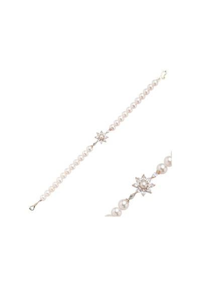 6,5 Mm Papatya Modeli Doğal İnci Bileklik 18 Cm / Rose Rose Pembe Altın