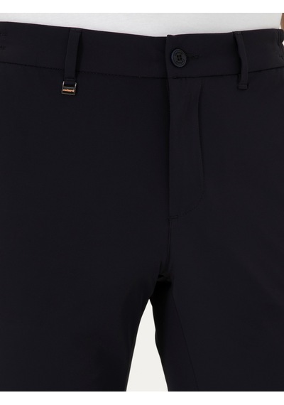 Cacharel Lacivert Slim Fit Beli Lastikli Esnek Kanvas Pantolon