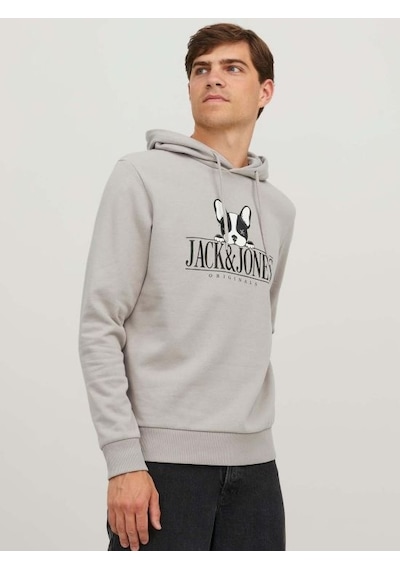 Jack & Jones Kapüşonlu Gri Melanj Erkek Sweatshirt 12244219 001