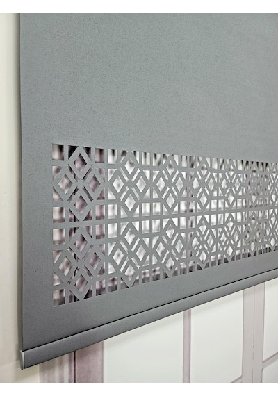Stor Perde Desenli Lazer Kesim Kalın Kumaşlı Ml104 Antrasit