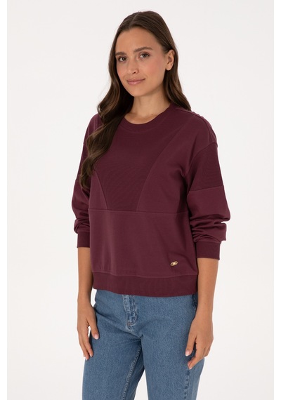 U.S. Polo Assn. Kadın Bordo Pamuklu Bisiklet Yaka Sweatshirt 50314170-VR177