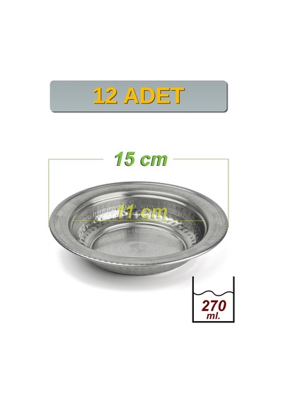 Binbir Trend 15 Cm Yanaklı Krom Çelik Cacık Ve Çorba Kasesi 270 Ml Lokanta, Restoran Ve Ev Tipi Kase -kase1511 12 Adet