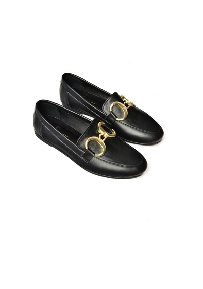 Fox Shoes S291070303 Siyah Hakiki Deri Kadın Babet Siyah