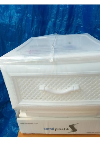 Plastik Delikli Beyaz Komidin Çekmeceli Sebzelik