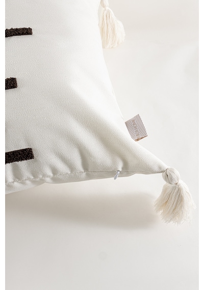 Koza Home Craft Multi Çizgi Desenli Püsküllü Boncuk Elyaf İç Dolgulu Kırlen Standart