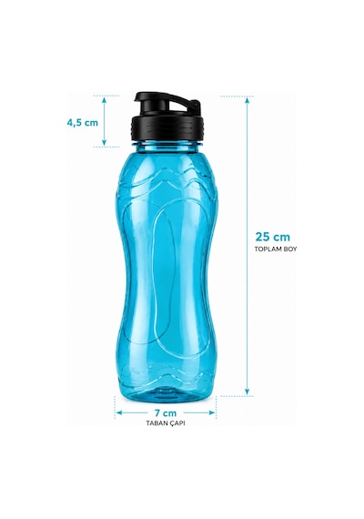 750 Ml Sert Plastik Su Matarası Kilitli Kapaklı, Bpa Free Su Şişesi 3 Renk Seçeneği İle Mavi