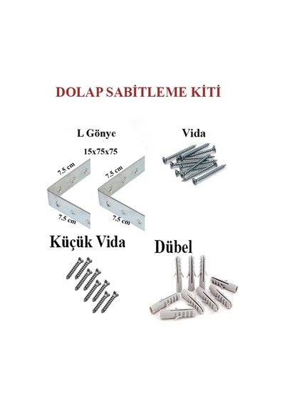 5 Adet L Demir Dolap Sabitleme 15 75 75 Masa Gönye Vida Dubel,mobilya Dolap Köşe Bağlantı Sabitleme Diğer