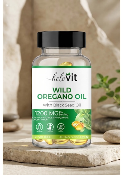 Helovit Wild Oregano Oil 1200 Mg Çörek Otu Yağı İçeren Doğal Vücut Direnci Desteği 30 Softjel