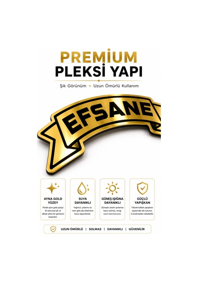 Kendinden Yapışkanlı Pleksi Sticker Ayna Gold Araç Süsü Tır Kamyon Servis Aracı 21x10 Cm