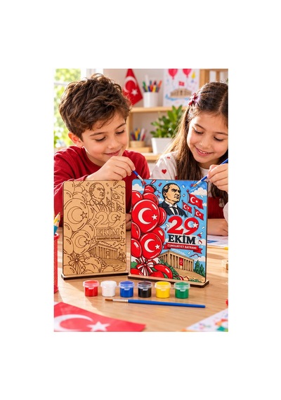 29 Ekim Ahşap Boyama Set3 1 Paket 20x15cm Cumhuriyet Bayramı Atatürk Boyama Figürü Etkinlik Çocuk Gelişim Motor Beceri